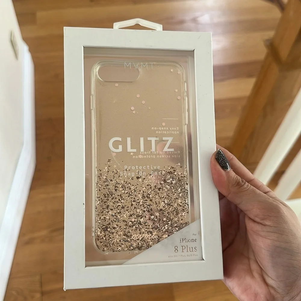 ❤️ 🆕 MVMT Glitz case Apple iPhone 8 Plus Protective Snap-on Rose Gold Glitter